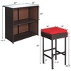 Costway 3PCS Patio Rattan Wicker Bar Table Stools Dining Set Cushioned Chairs Garden Red - 3 of 4