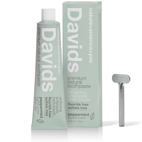 Davids Antiplaque & Whitening Premium Natural Toothpaste Fluoride Free Peppermint - 5.25oz - image 1 of 4
