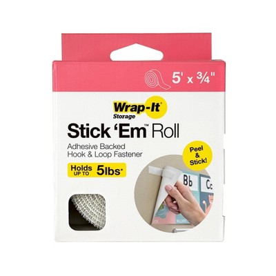 Wrap-It Stick 'Em Roll 5'x0.75" White