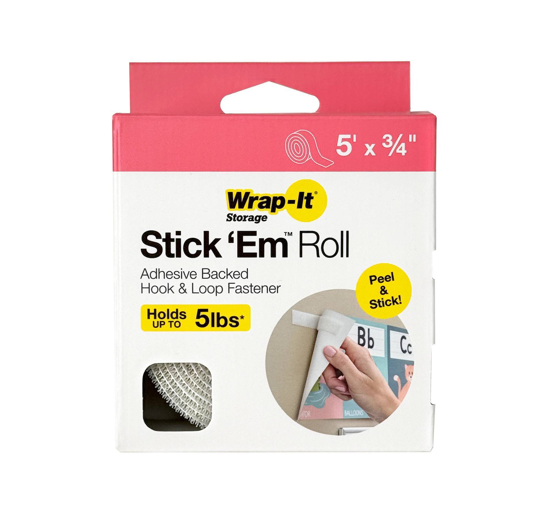 Wrap-It Stick 'Em Roll 5'x0.75" White