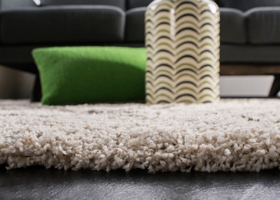Ivory and Grey Diamond Shag 5' x 7' Area Rug
