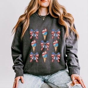 Simply Sage Market Patriotic Ice Cream Stacked Coquette Lightweight Garment Dyed Sweatshirt - 1 of 4