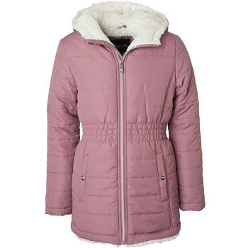 Limited Too Little Girl Midweight Long Puffer Jacket with Baby Fur Lining