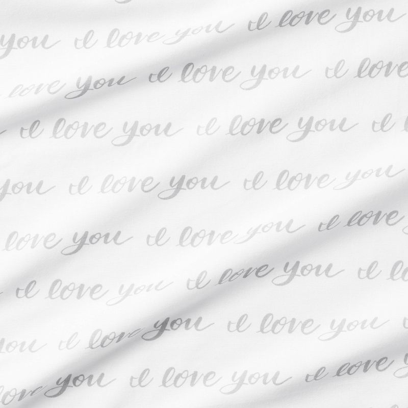 Fitted Crib Sheet I Love You Script - White/Gray - Cloud Island&#8482;, 4 of 6