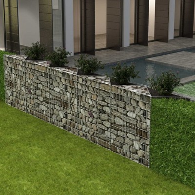 VidaXL Gabion Basket Galvanised Steel 118.1Inchx11.8Inchx39.4Inch