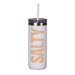 Totalee Gift Salty Tumbler w/ Straw Metal White 18 oz - 1 of 2