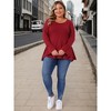 Women's Plus Size Long Bell Sleeve High Low Hem Crew Neck Casual Flared Tunic Blouse - Agnes Orinda - 3 of 4