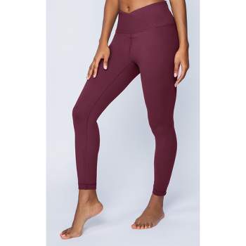 90 Degree By Reflex Carbon Interlink High Waist Crossover Ankle Legging -  Potent Purple - X Small