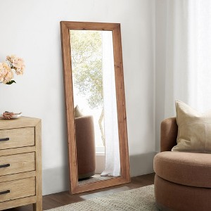 PexFix 21 in. W x 64 in. H Modern Solid Wood Rectangle Framed Full Length Decorative Mirror in Brown - 1 of 4