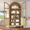 FONTOI Arched Tall Storage Cabinet, 5-Tier Farmhouse Bookcase with Glass Doors, Brown, 74.3"*36"*17.5" - 4 of 4