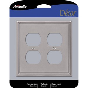 Amerelle Metro Brushed Nickel 2 gang Die-Cast Metal Duplex Wall Plate 1 pk - 1 of 1