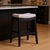 HomeRoots 31" White and Black Fabric and Solid Wood Backless Bar Height Bar Chair - 2 of 4