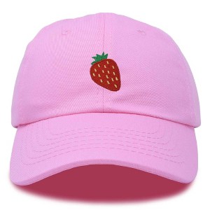 Dalix Strawberry Embroidered Cotton Dad Hat Fruit Adjustable Casual Baseball Cap Nature Womens - 1 of 4