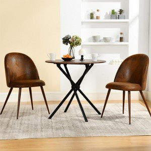 Homy Casa Upholstered High Back Dining Chairs with Walnut Legs, Set of 2 - 1 of 4