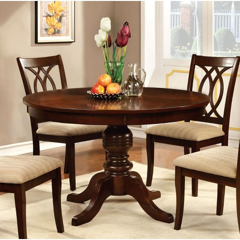 Round Table Top With Pedestal Dining Table Wood Brown 