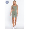Slickblue Seamless Cut-Out Romper with Double Scoop Neck and Circle Fastener - Sage Green/Mauve/Toffee/White, S/M-M/L - 3 of 4