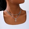Hip Hop Cross Necklace - Rhinestone Pendant with Twist Chain, Stainless Steel Unisex Jewelry Gift - 2 of 4