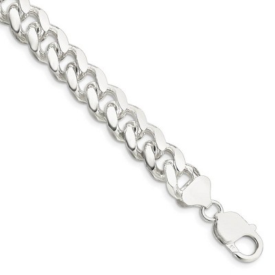Black Bow Jewelry Men's 10.5mm Sterling Silver Solid D/C Domed Curb Chain Bracelet