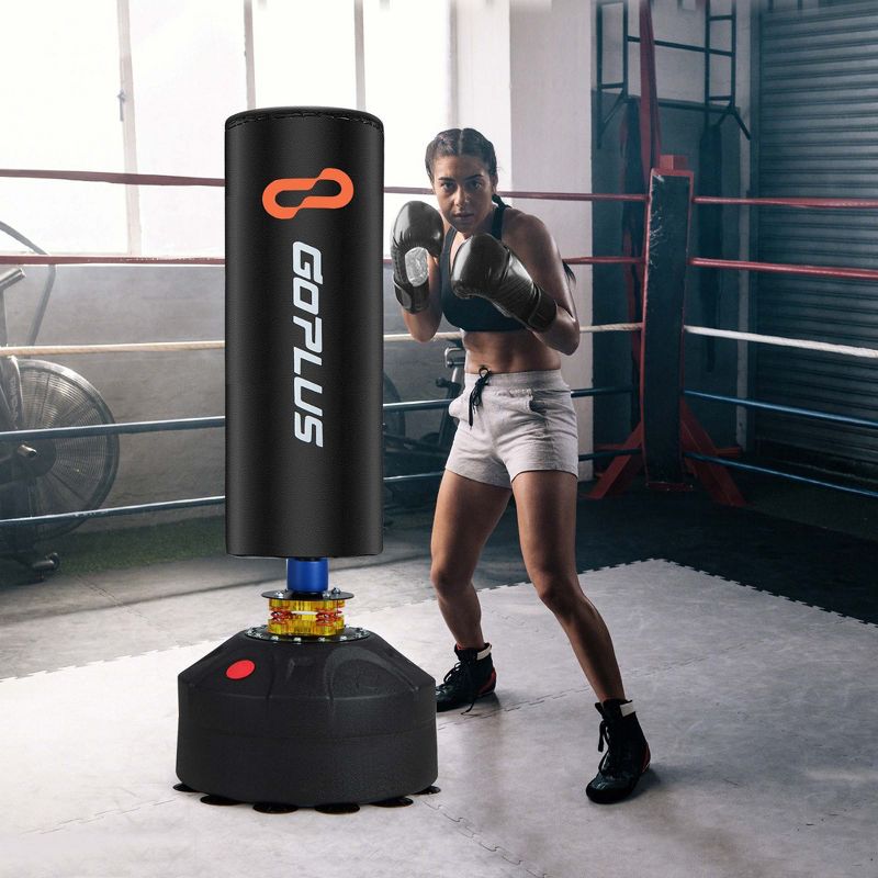 Costway Freestanding Punching Bag with Stand Suction Cup Base 5-layer Construction Adults, 4 of 10