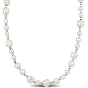 EVERLY JEWELRY | Sterling Silver 5-10mm Freshwater Cultured Pearls beads, 18 inc+2 inc Ext - 1 of 4