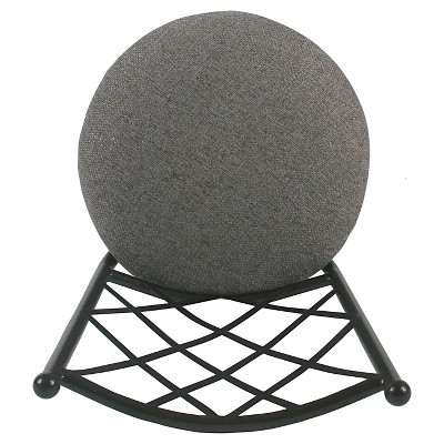 Tristan 24" Swivel Counter Stool in Black Metal with Gray Cushion
