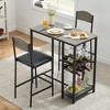 Whizmax Bar Table Set for 2 with Footrest, Kitchen Dining Table with 2 Upholstered Chairs, Small Space Counter Height Barstools for Counter Bar - 3 of 4