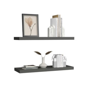 FONTOI 2PCS Wide Storage Shelf Wall Mounted, Floating Shelf, Book Shelves for Living Room Bathroom, Wall Decor, Gray, 31.5"*1.5"*9.8" - 1 of 4