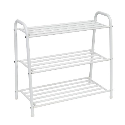 Honey-Can-Do 3 Tier Steel Shoe Rack Matte White