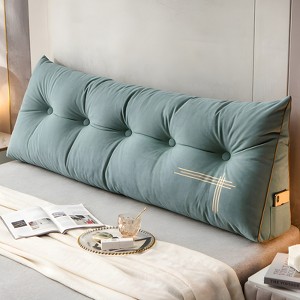 Bekrvio Velvet Wedge Headboard Pillow, Bed Rest Reading Backrest Cushion with Removable Cover & Side Pockets for Daybed & Couch - 1 of 4