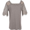 Anna-Kaci Women's Lace T-Shirt V Neck Cotton Summer Casual Tops Tee Shirts- Medium, Khaki - 2 of 4