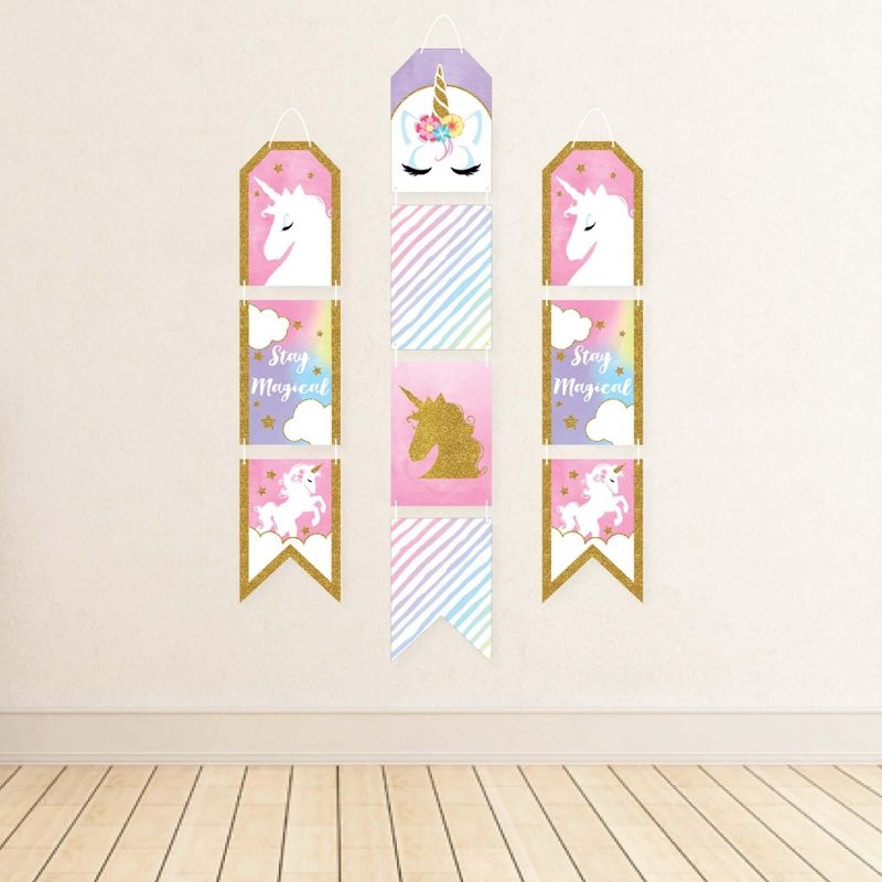 Big Dot of Happiness Rainbow Unicorn - Hanging Vertical Paper Door Banners - Magical Baby Shower or Birthday Party Wall Decor Kit - Indoor Door Decor, 3 of 8