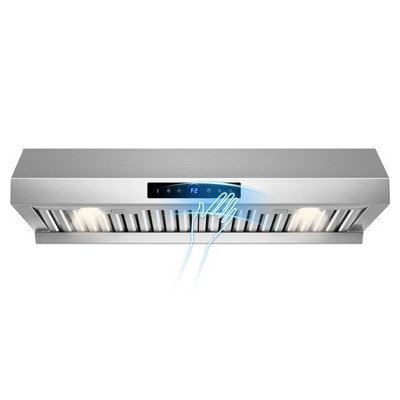 RAPSUAR 30 inch Range Hood Under Cabinet, 1200 CFM with 4-Speed Gesture Sensing & Touch Control with 2 LED Lights, Time Setting