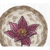 Earth Rugs Lily Round Coaster – Floral Print on Braided Jute, Cottage Chic Style, 5"x5" - 2 of 3