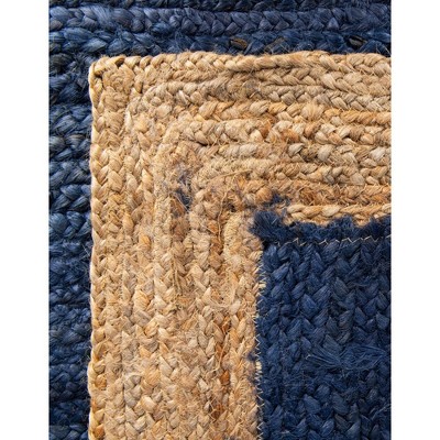 Handmade Navy Blue Braided Reversible Rectangular Rug