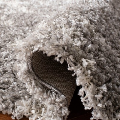 Luxurious Gray Geometric Hand-Knotted Shag Area Rug 5' x 8'