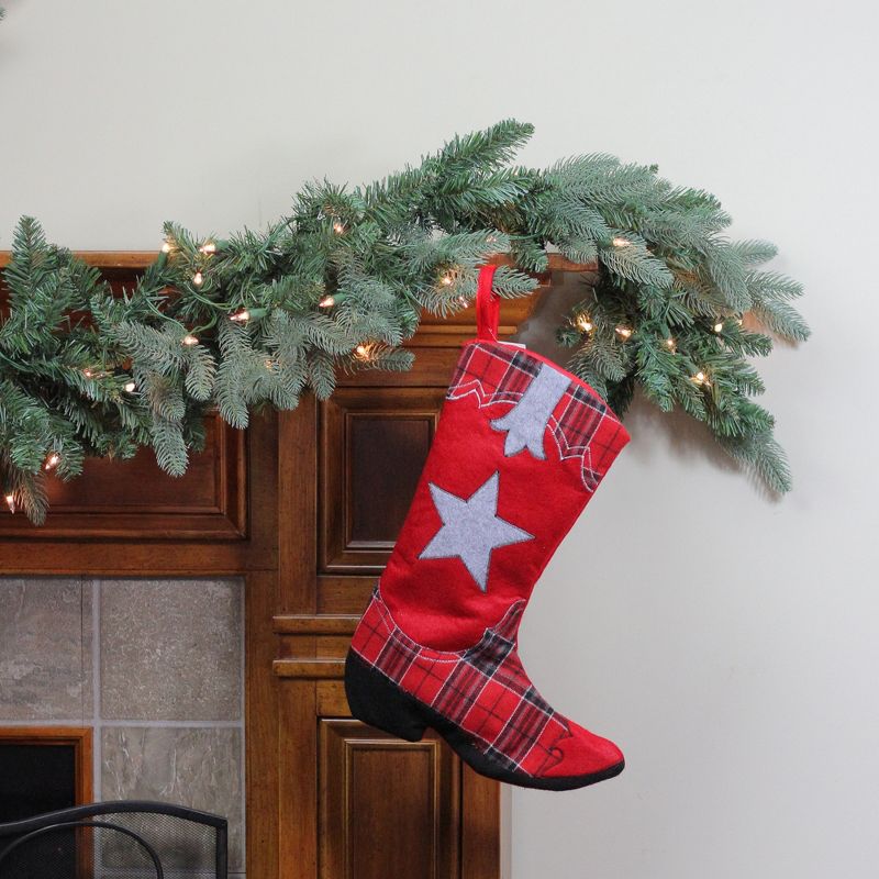Northlight 18.5" Country Rustic Red and Black Plaid Cowboy Boot Christmas Stocking, 2 of 5