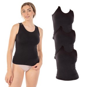 Body Beautiful Shapewear Seamless Shaping Tank top Meant to be Seen Nylon Black X Large, 3-Pack - 1 of 4