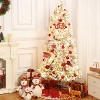 GOCAPTAIN Artificial Snow Flocked Christmas Tree–350 Warm White Lights, Hinged Design with Metal Stand, Xmas Tree for Home, Party Holiday Decoration - 2 of 4