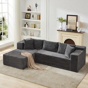 106" Modular Sectional Sofa with Chaise, No Assembly Required Cloud Couch, Deep Seated Upholstered Living Room Couch, Modern L-Shape Design - 1 of 4