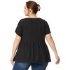 Agnes Orinda Women's Plus Size Square Neck Short Sleeve Ribbed Textured Peplum Babydoll Blouses - 4 of 4