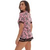 #FollowMe Womens Button-Down Pajama Shorts Set with Notch Collar  Chic & Comfy Loungewear (Pink - Floral Grande, Medium) - 2 of 4