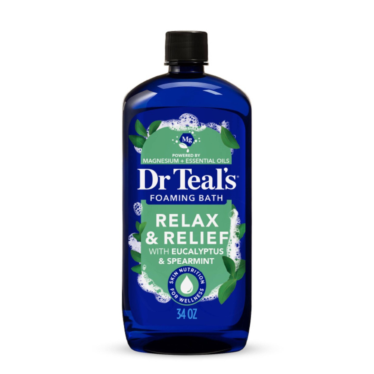 Dr Teal’s Relax & Relief Foaming Bath with Eucalyptus & Spearmint 34 fl oz (1 L) product package