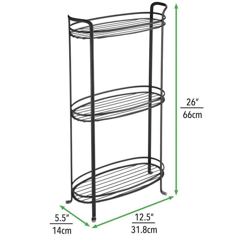 mDesign Vertical Standing Bathroom Shelving Unit Tower with 3 Baskets, 3 of 7
