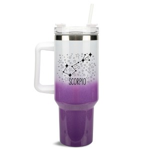 100 North Scorpio Zodiac Astrology Star Sign Wrap-Around 40 Oz. Stainless Steel Water Bottle Coffee Mug, Spill & Leak Resistant, Travel Tumbler with - 1 of 4