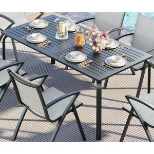 71" Modern Outdoor Dining Table with Umbrella Hole - Marine-Grade Aluminum Patio Table, Weatherproof & Rust-Proof Design for Restaurants, Backyards - 1 of 4