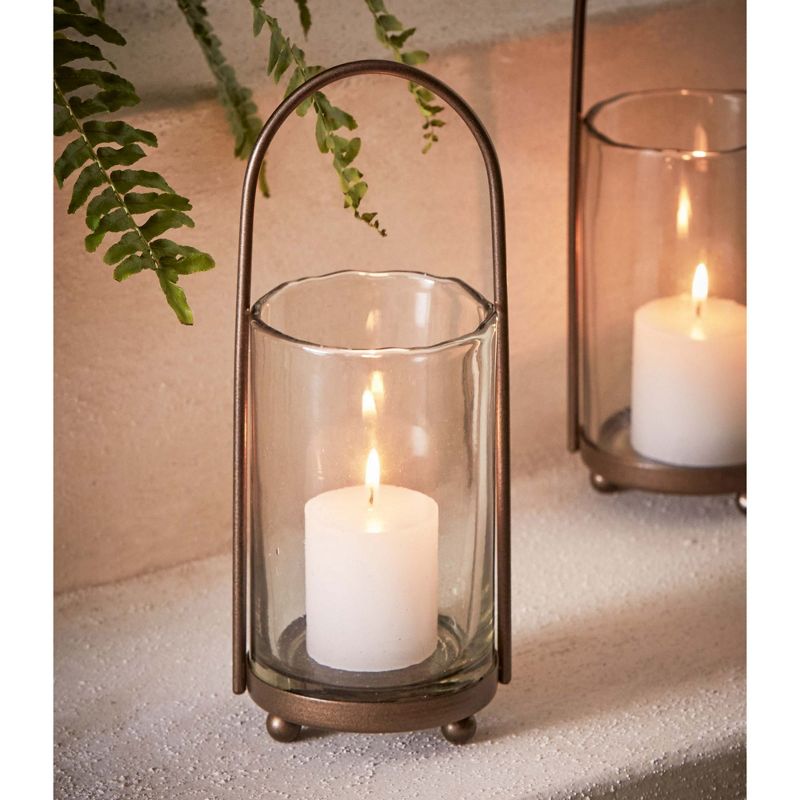 TAG Cabo Metal And Clear Glass Hurricane PIllar Candle Holder, 3.5L x 3.5W x 9.5H inches, 2 of 3