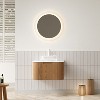 Dexmalle Natural Wood Wall-Mounted Floating Curved Edges Striped Storage Cabinet with Drawer - 3 of 4