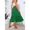 2025 Trendy High Waist Tiered Flowy Skirt for Women - Below Knee with Pockets A-14 Green - 3 of 4