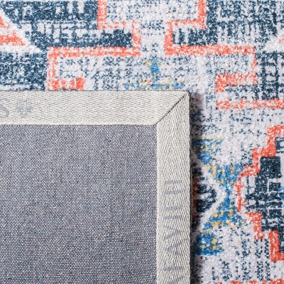 Handmade Blue Cotton and Synthetic Flat Woven Rug