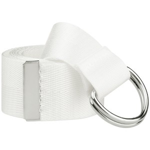 INSPIRE CHIC Women's Double D-Ring Buckle Canvas Solid Color Adjustable Waist Belts - 1 of 4